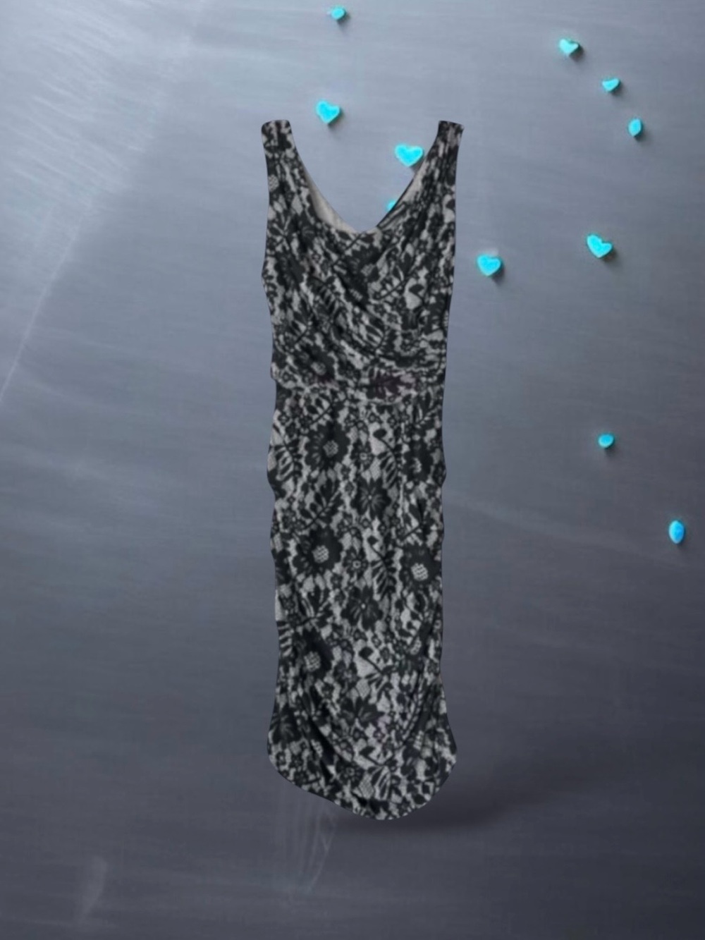 🆕💕Dolce Gabbana Runway RTW Black & Gray Lace Print Dress • 40 IT / 4 US • NWT